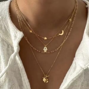 Gold Layered Necklace Set